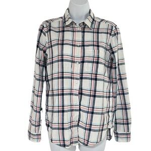 American Eagle Boyfriend Fit Cotton Plaid Button Down Shirt